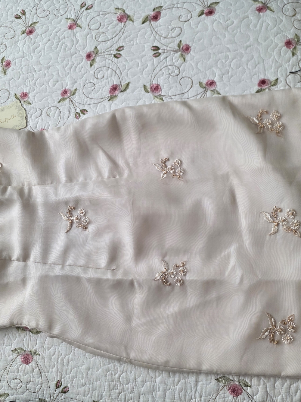 Filipina Dress Beige Embroidered Size 6